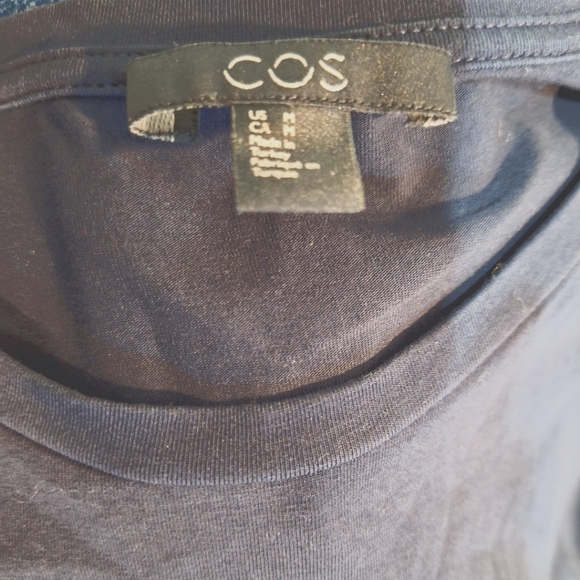 COS navy orange jersey cotton swing colorblock short sleeve cotton dress M - Picture 9 of 10